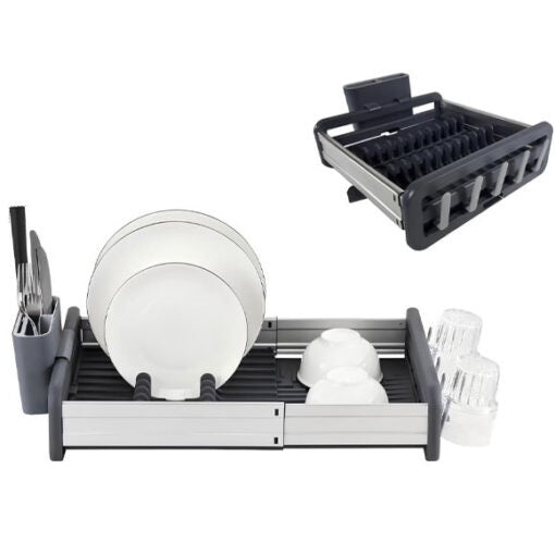 Expandable Dish Rack with Drainage Spout – Rust-Free Aluminium Kitchen Organizer
