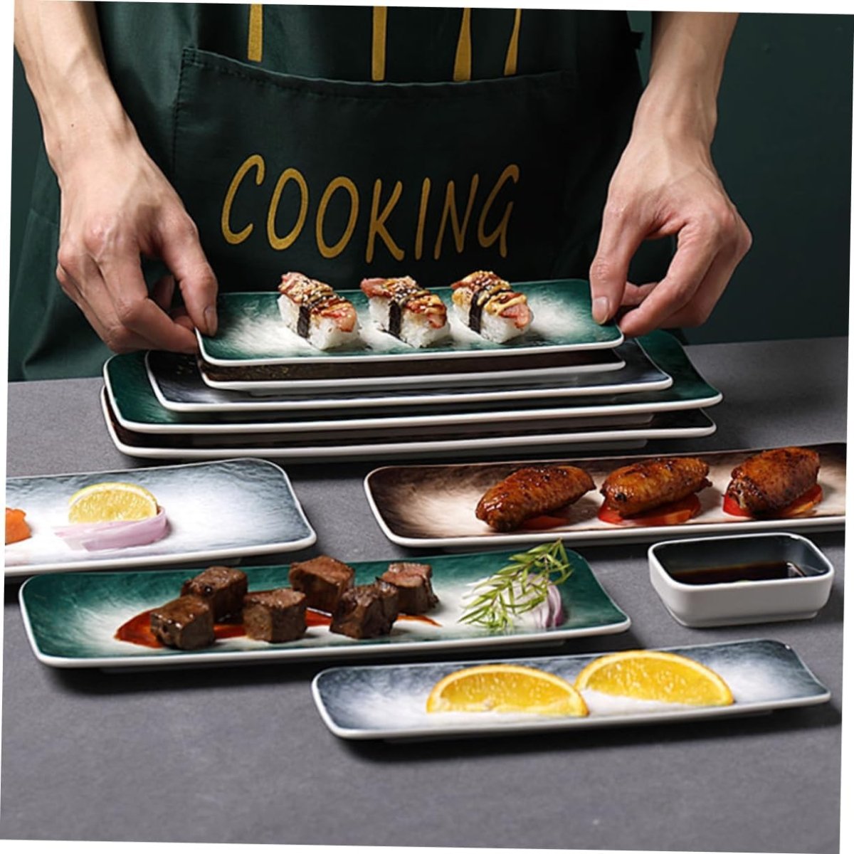 Brown Color Japanese Style Sushi Plate