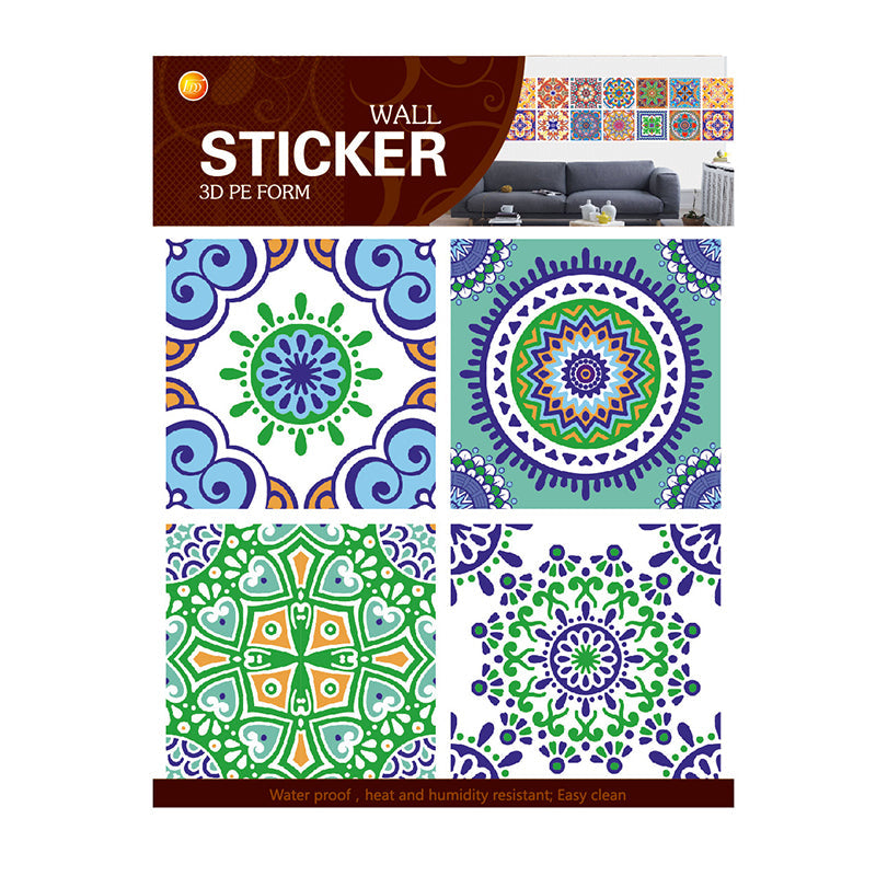 Pack of 4 - 3D Embossed Assorted Truck Art Themed Tiles Sticker (Each Sticker Size: 6x6 Inches)