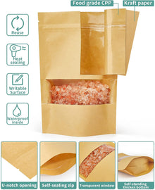 Pack of 10 - Kraft Paper Standup Self Sealing Zipper Pouch