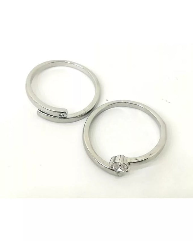 Pack Of 2 - Silver Plated Adjustable Rings for Women