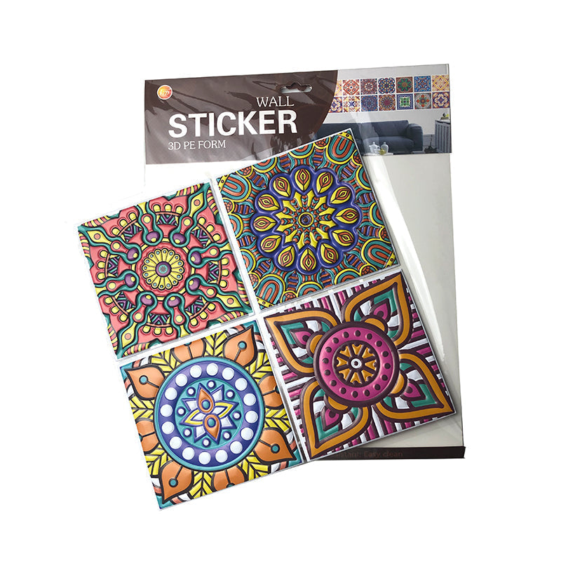 Pack of 4 - 3D Embossed Assorted Truck Art Themed Tiles Sticker (Each Sticker Size: 6x6 Inches)