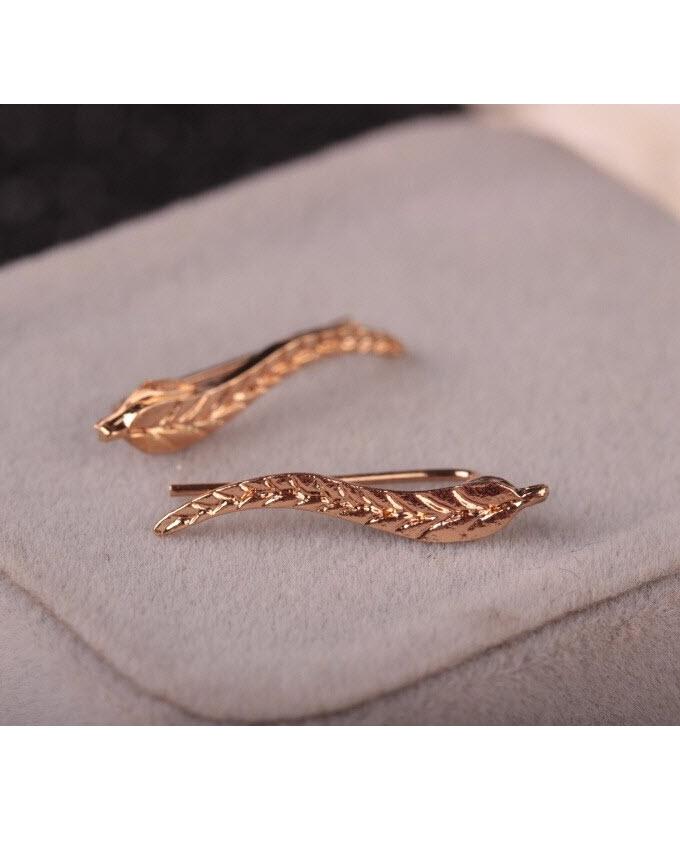 Zinc Alloy Leaf Earrings- Gold