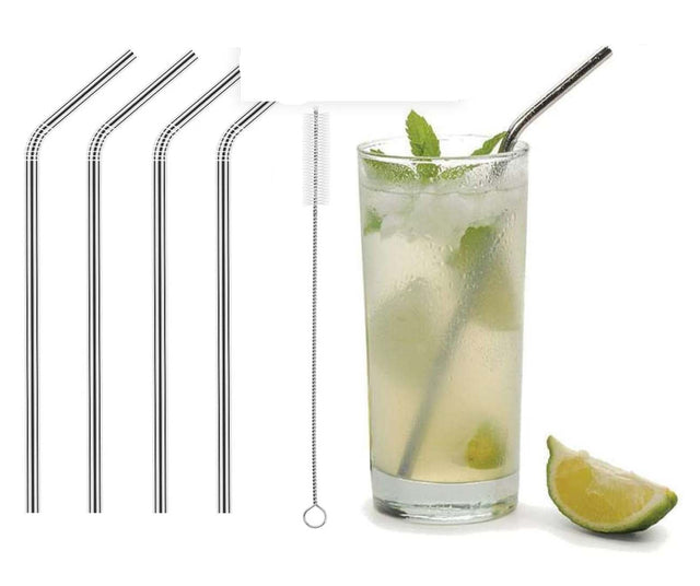 Stainless Steel Reusable Drinking Straws with Cleaning Brush