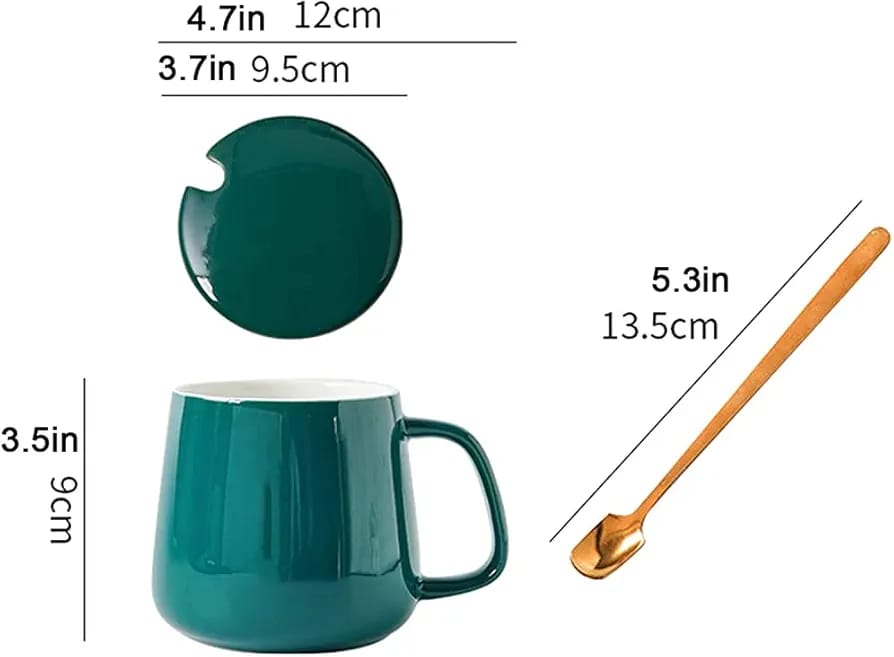 Ceramic Coffee Mug Set with Lid and Spoon