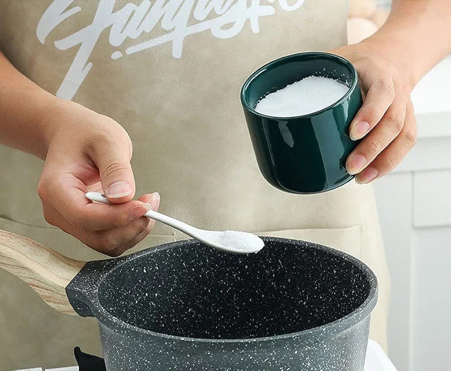 Ceramic Sugar Pot with Ceramic Spoon & Wooden Lid