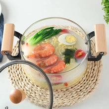 Clear Glass Pot with Stainless Steel Lid & Wooden Handle