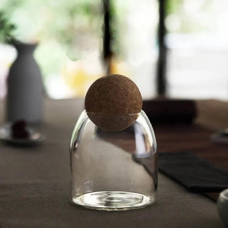 Clear Glass with Cork Ball Multipurpose Jar