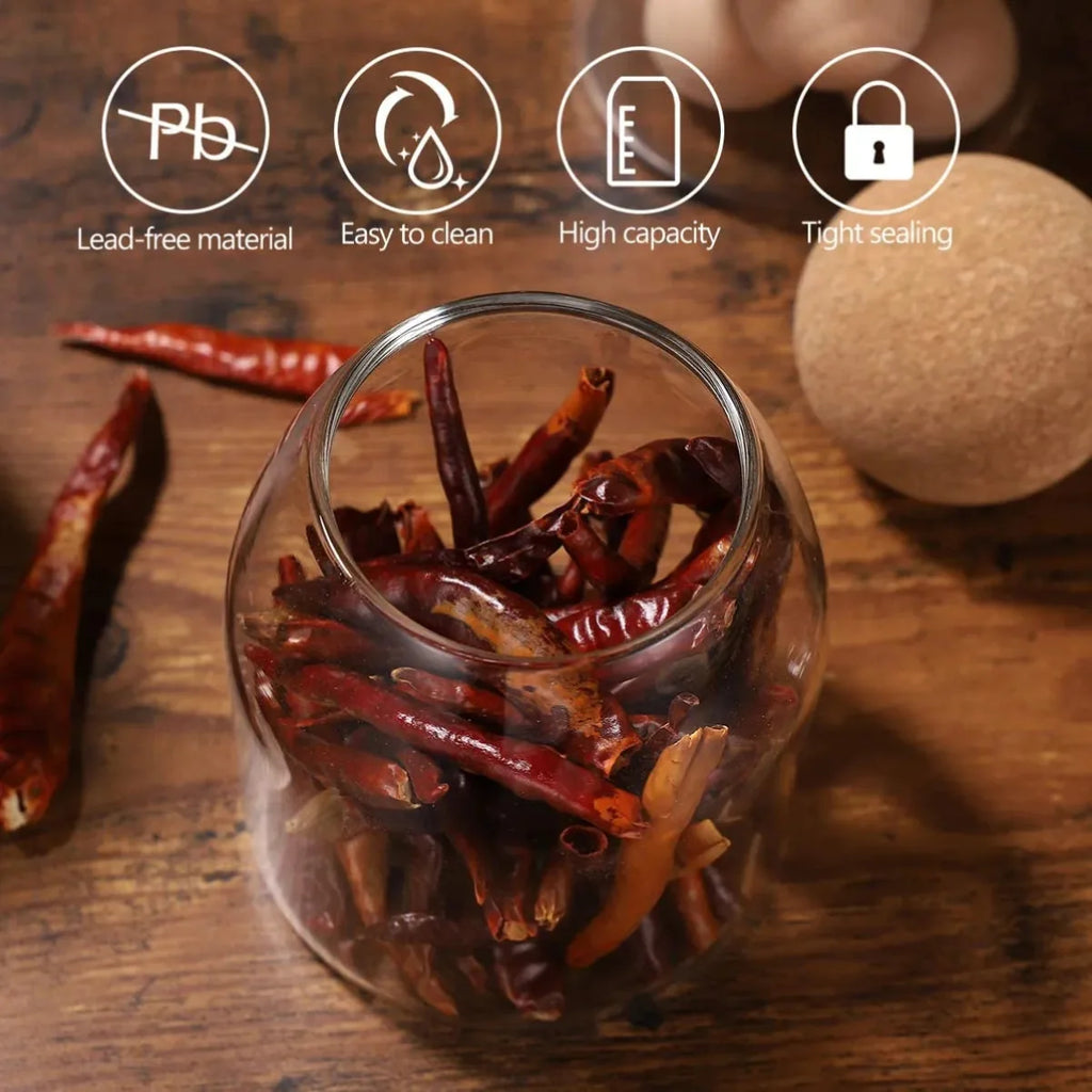 Clear Glass with Cork Ball Multipurpose Jar
