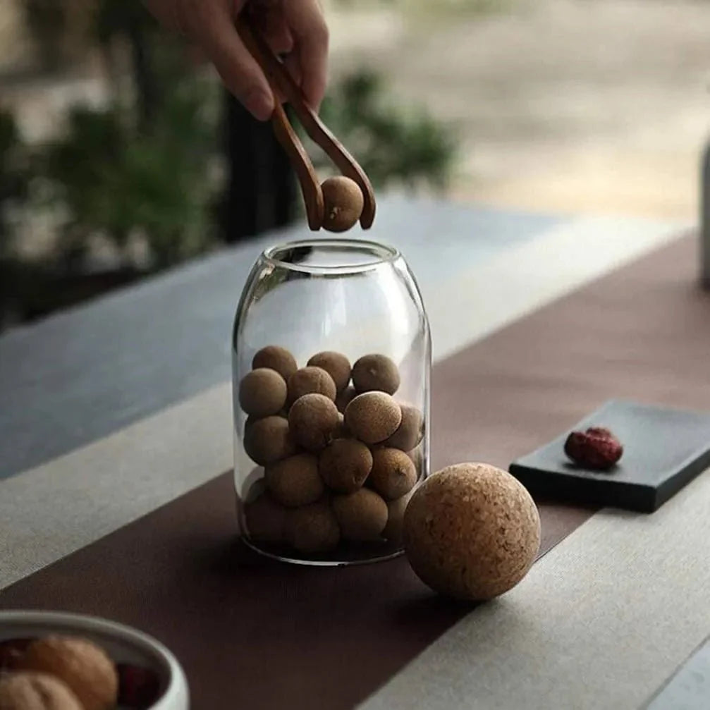 Clear Glass with Cork Ball Multipurpose Jar