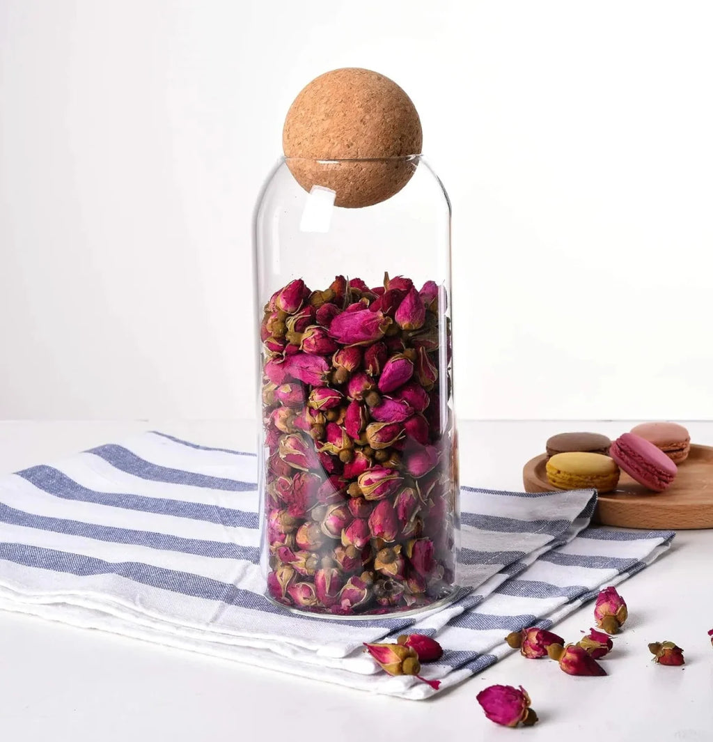 Clear Glass with Cork Ball Multipurpose Jar