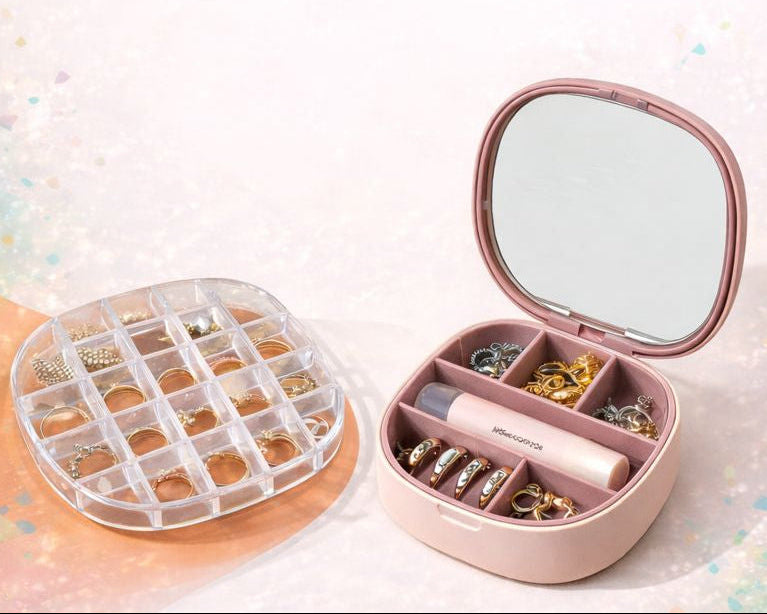 Jewelry Box Combo – Acrylic Organizer & Mini Portable Jewelry box