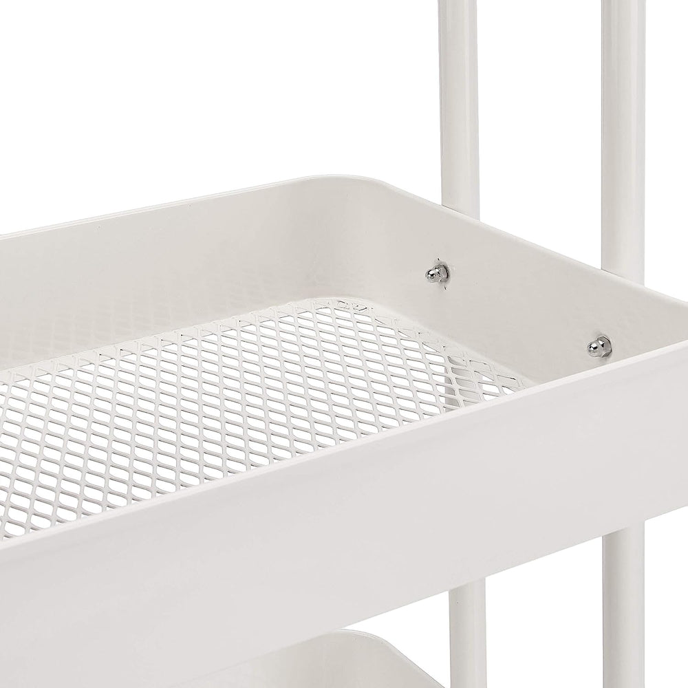 3-Tier Wheeled Mesh Base Rolling Kitchen Trolley Cart