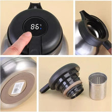 Random Color - 2000ml Temperature Display Vacuum Coffee Pot With Wooden Handle