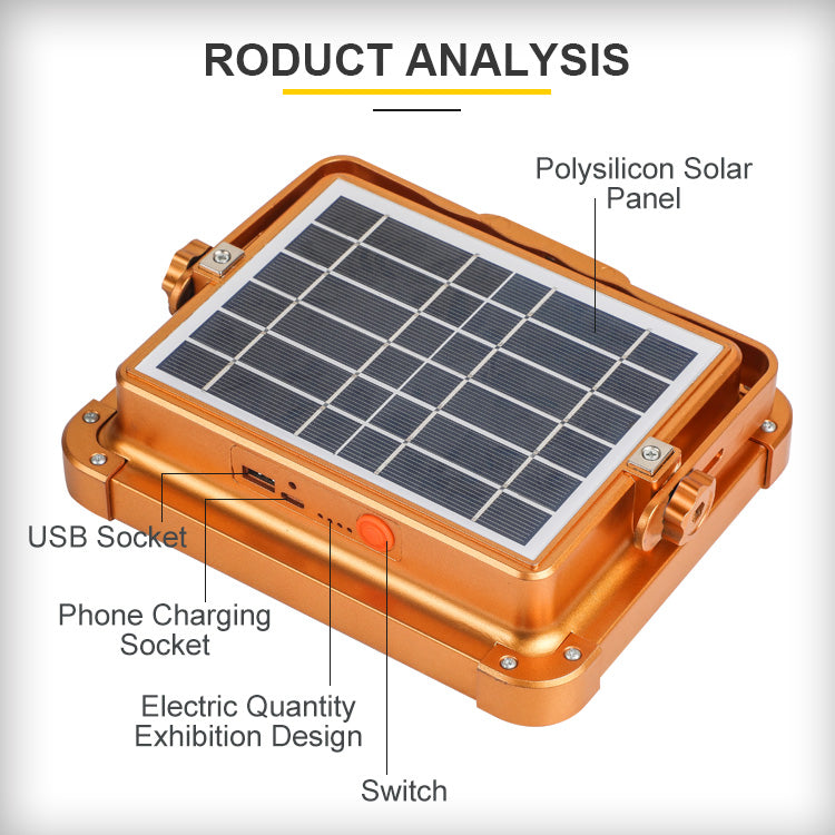 Rechargeable Solar Light, 100W Rechargeable Work Light, 10000Lum Portable Solar LED Floodlight with 348LEDs, Waterproof IP66 Solar LED Outdoor Emergency Portable Light