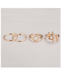 Pack of 4 - Golden Alloy Gold Plated Rings For Women