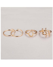 Pack of 4 - Golden Alloy Gold Plated Rings For Women