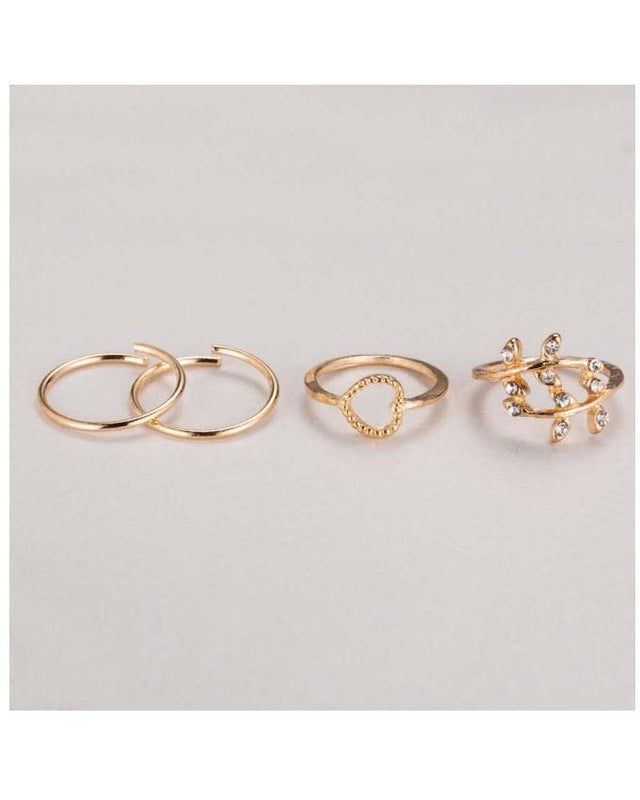 Pack of 4 - Golden Alloy Gold Plated Rings For Women