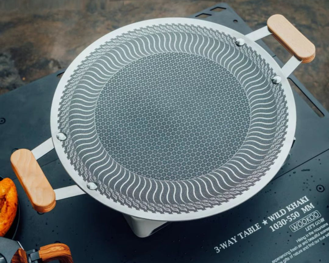 Honeycomb Laser Coated Tawa with Wooden Handle