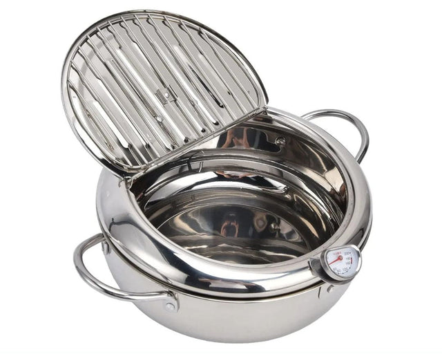 Stainless Steel Deep Fryer Pot with Thermometer