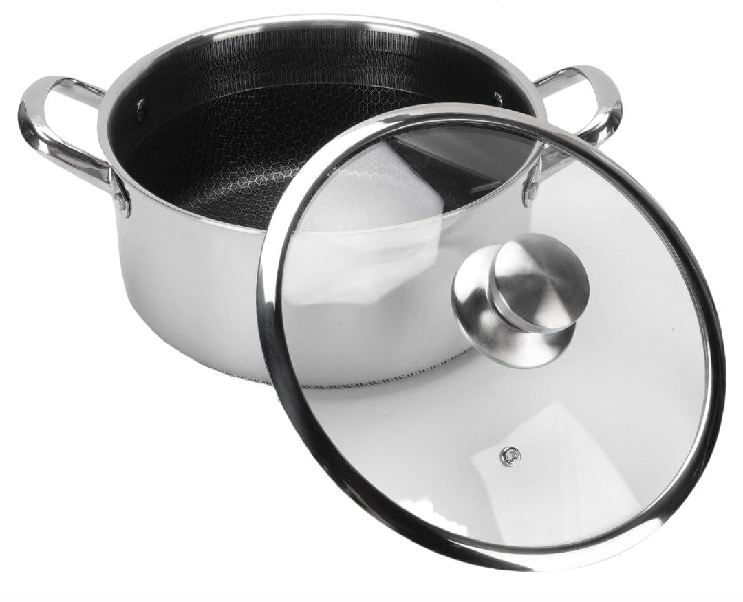 Double Sided Honeycomb Laser Coated Steel Soup Pot With Lid
