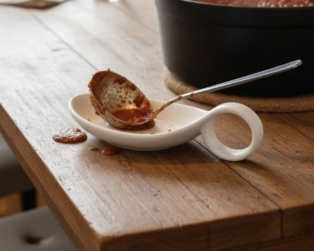 Ceramic Spoon Rest with Handle Loop