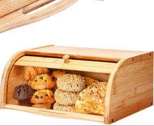Bamboo Wooden Bread Box – Roll-Top Kitchen Storage Box