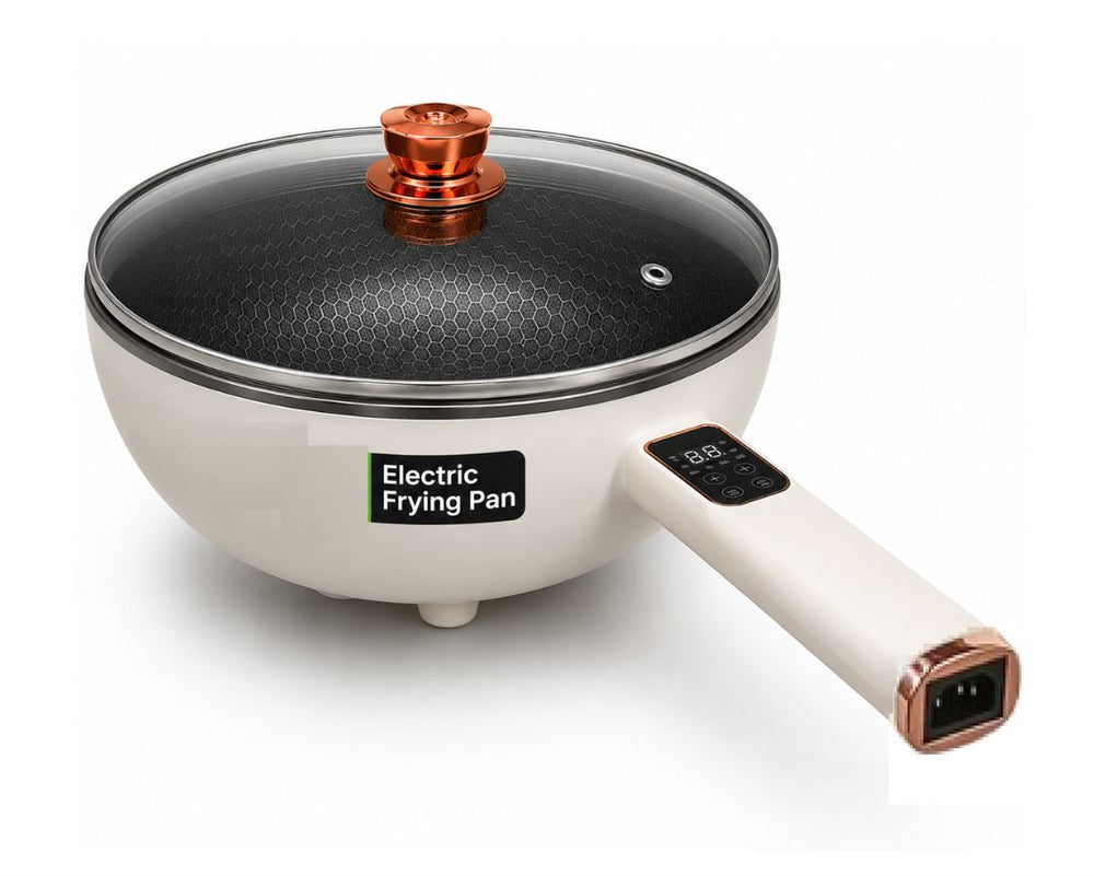 Deep Honeycomb Laser Coated Non-Stick Electric Wok/Karahi with Glass Lid
