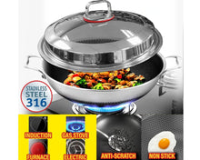 Double Sided Honeycomb Laser Coated Deep Wok With Dual Handles & Lid