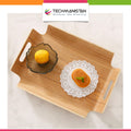 Curved Wooden Serving Tray with Handles