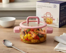 Heat Resistant Clear Glass Pot with Lid & Fire Proof Handles