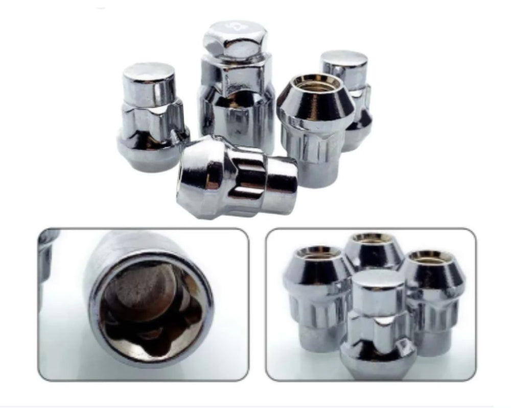 Anti-Theft Wheel Bolts - Car Tyre Security Nuts - Set of 4 Locks and 1 Key