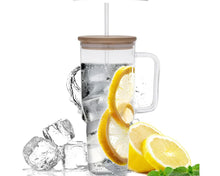 900ml Glass Tumbler with Bamboo Lid & Straw