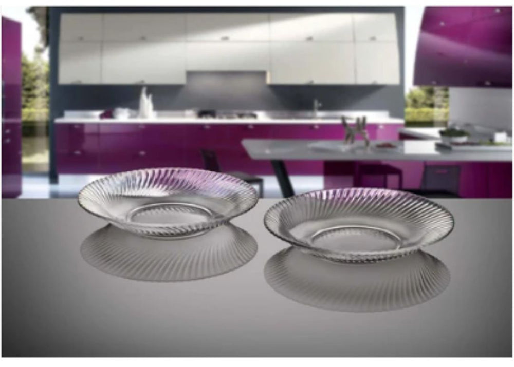 Set of 6 Diamond Curry Plates Clear Glass Salan Plates