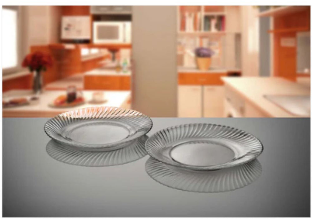 Set of 6 Diamond Quarter Plates Clear Glass Roti Plates