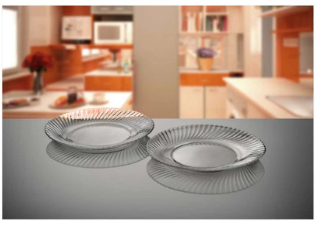 Set of 6 Diamond Quarter Plates Clear Glass Roti Plates