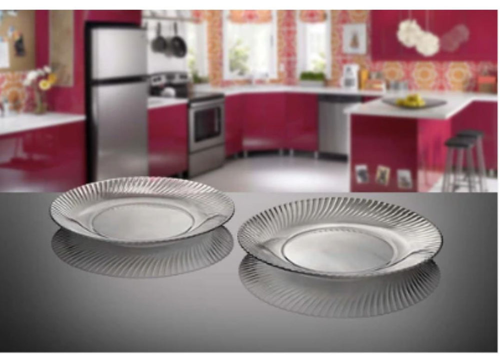 Set of 6 Diamond Rice Plates Clear Glass Roti Plates