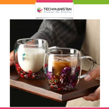 Double Wall Glass Mug with Dry Flowers