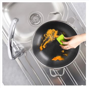 Dual Handles Honeycomb Double Sided Laser Coated Wok With Lid, Karahi