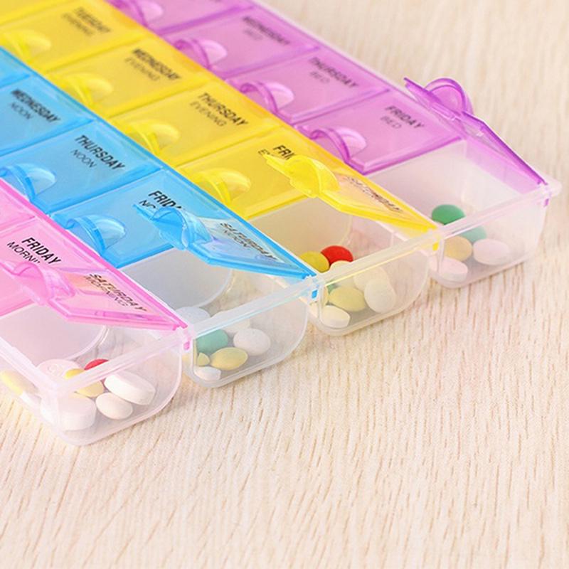 Weekly 7 Days Portable Pill Tablet Medicine Storage Organizer Box Manager, 28 Grids Morning, Noon & Night Weekly Planner For Medicine, Pill Box, 28 Slot 7 Days Weekly Tablet Pill Medicine Box