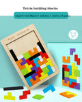 Multicolor Wooden Tetris Puzzle Blocks Board For Kids Early Educational Toys