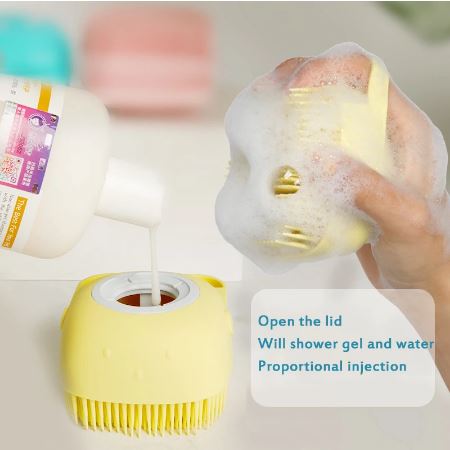 Random Color Silicone Pet Body Bath Brush, Pet Dog Shampoo Brush, Silicone Massage Exfoliating Bath Brush With Soap Dispenser, Cat Massage Comb Grooming Scrubber Brush, Comb Brush For Pets