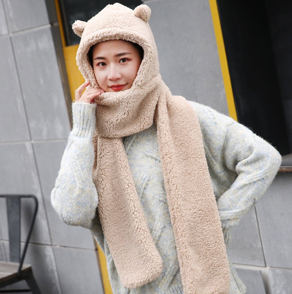 Winter Faux Fur Plush BearHood Scarf Hat & Gloves Set – Warm Winter Accessories Pakistan