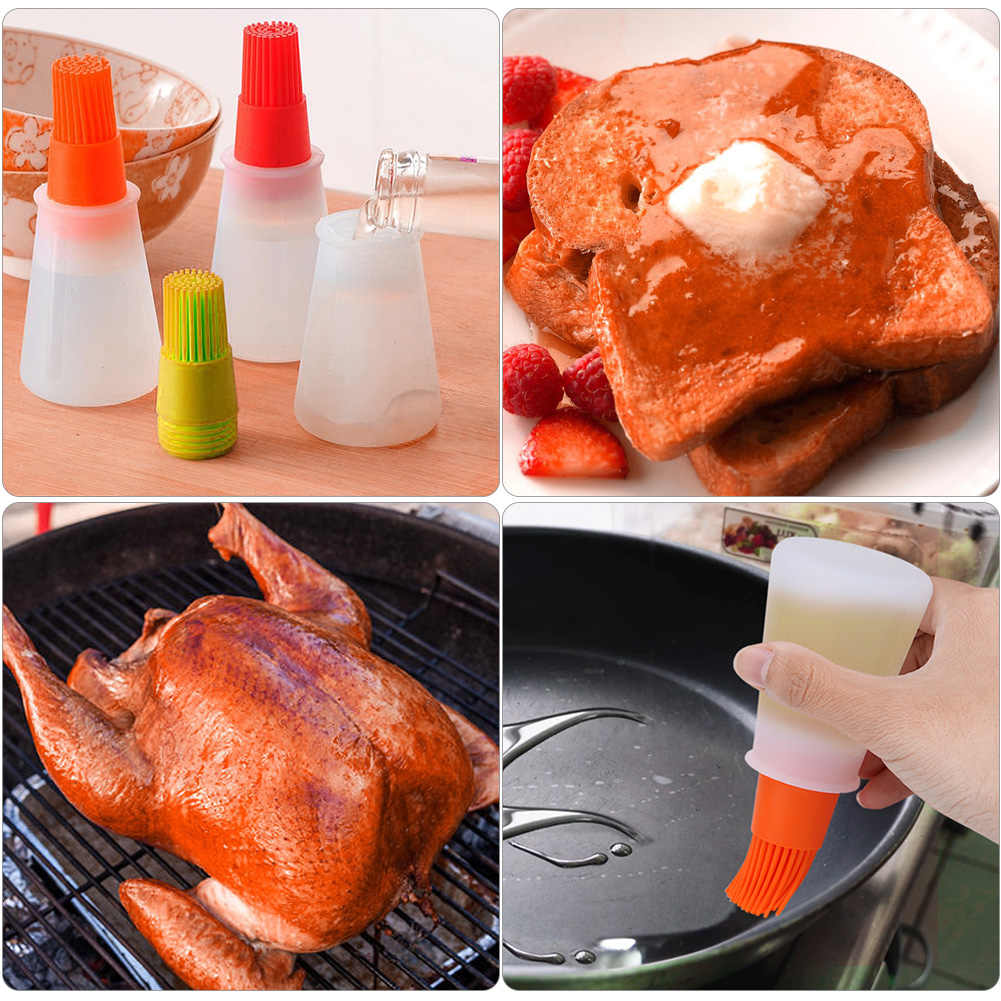 Random Color Silicone Oil Bottle With Brush, Silicon Oil Brush With Bottle, Pastry Brush Sauce Bottle Brush, Fryer