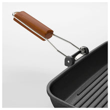 Non-Stick Square Grill Pan With Foldable Wooden Handle