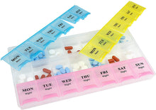 Weekly 7 Days Portable Pill Tablet Medicine Storage Organizer Box Manager, 21 Grids Morning, Noon & Night Weekly Planner For Medicine, Pill Box