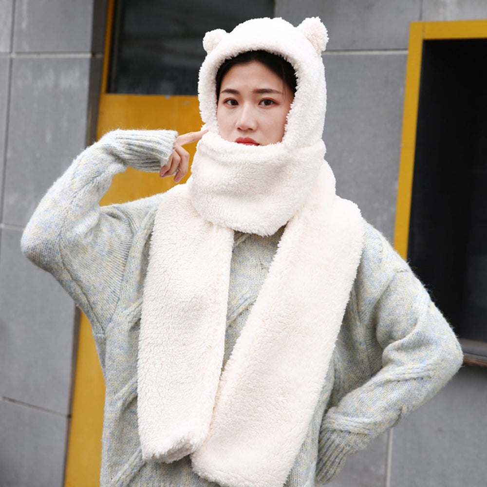 Winter Faux Fur Plush BearHood Scarf Hat & Gloves Set – Warm Winter Accessories Pakistan