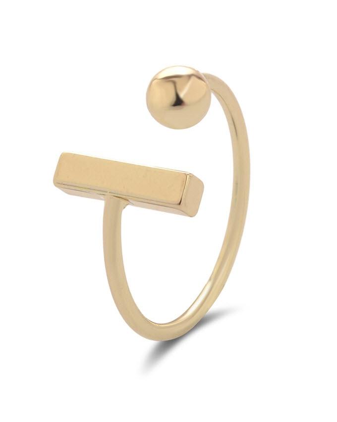 Gold Bar with Ball Ring