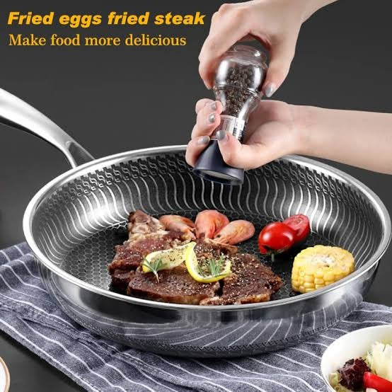 Double Sided Laser Coated Honeycomb Frying Pan with Glass Lid