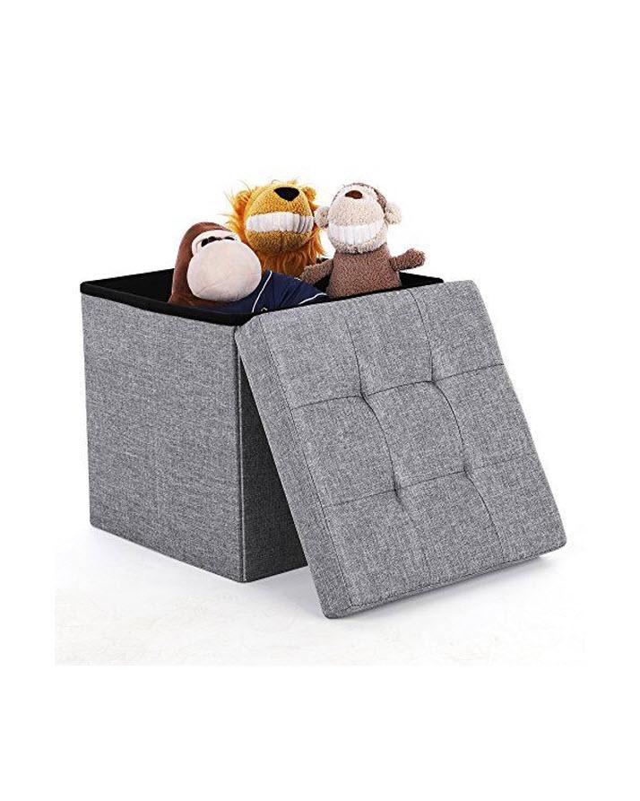 Foldable Storage Ottoman Cube Pouffe Seat Stool Box